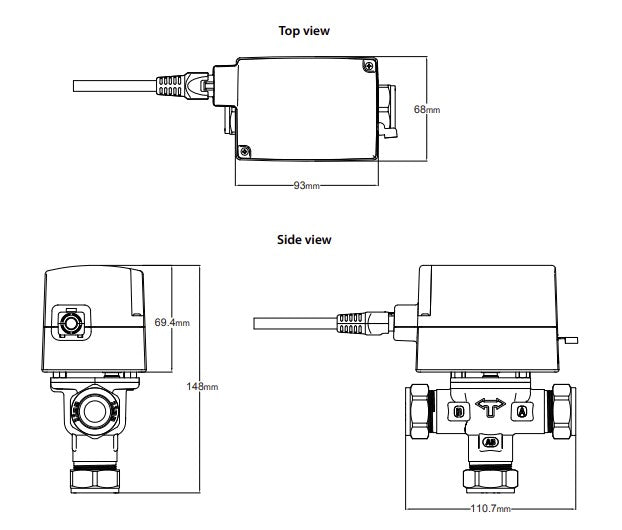 B328PF - 3 Port 28mm Mid Position / Diverter Valve