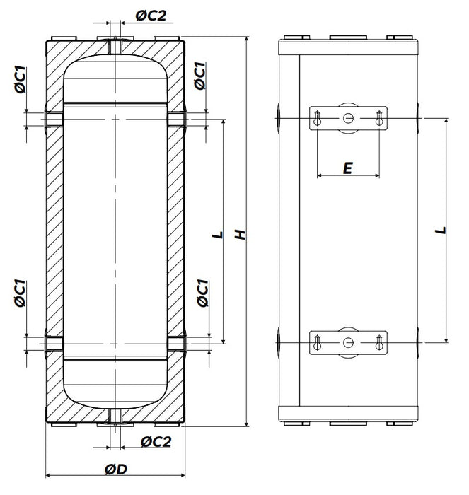 Zilmet Insulated Buffer Vessel / Volumiser - 25, 50, 80 & 100 liters