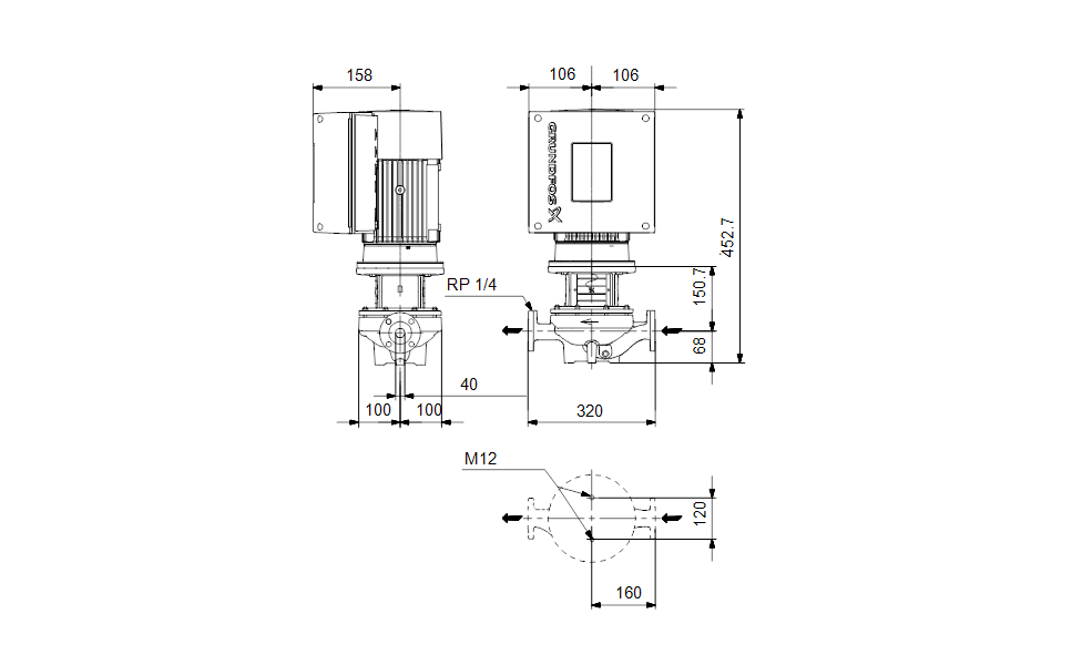 Grundfos TPE 40-270/2 SERIES 1000 1.5KW Single Stage Single Head 2 Pole Variable Speed in Line 240v