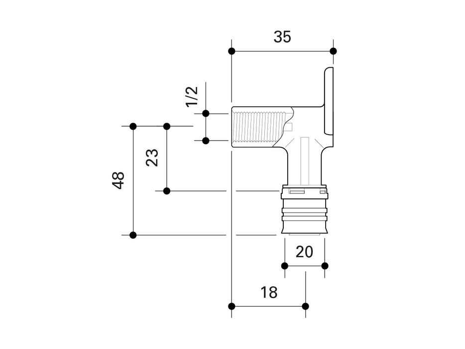 Fränkische Alpex-Duo XS Wall Mount Elbow 35 mm 20-Rp1/2
