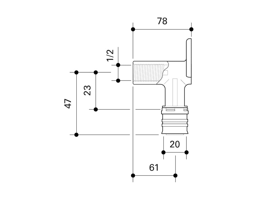 Fränkische Alpex-Duo XS Wall Mount Elbow 78 mm 20-Rp1/2