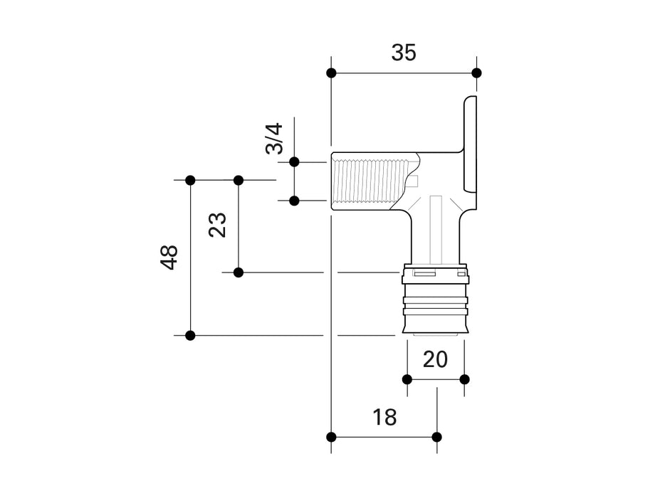 Fränkische Alpex-Duo XS Wall Mount Elbow 35 mm 20-Rp3/4