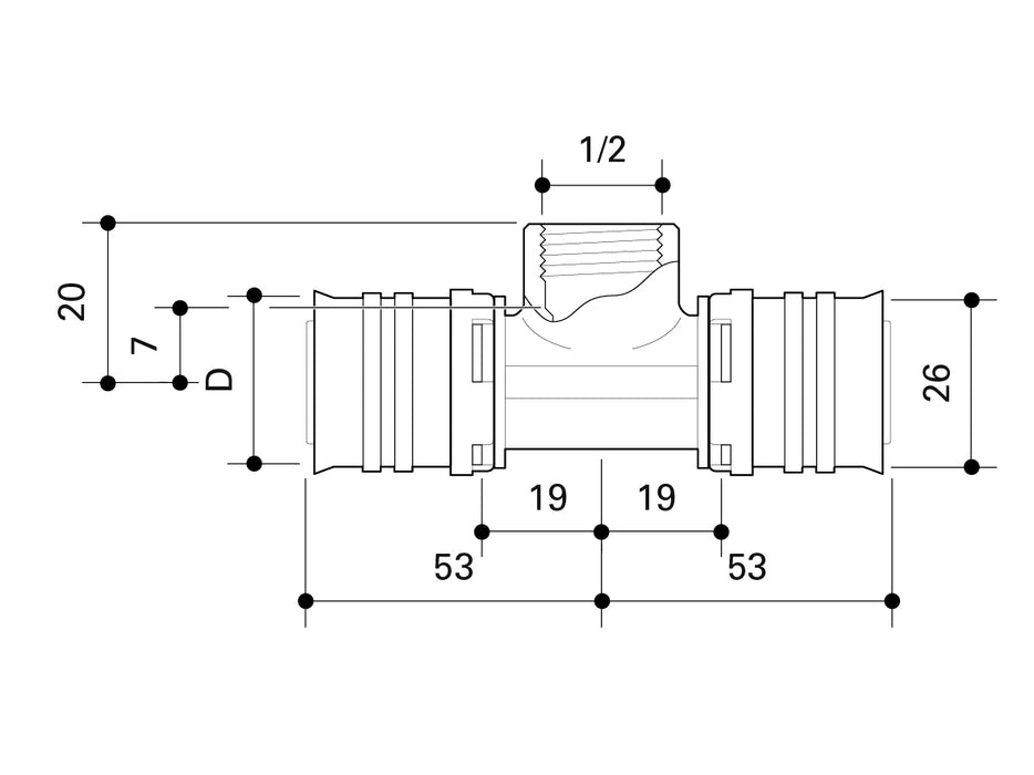 Fränkische Alpex-Duo XS Tee with FT 26-Rp1/2-26