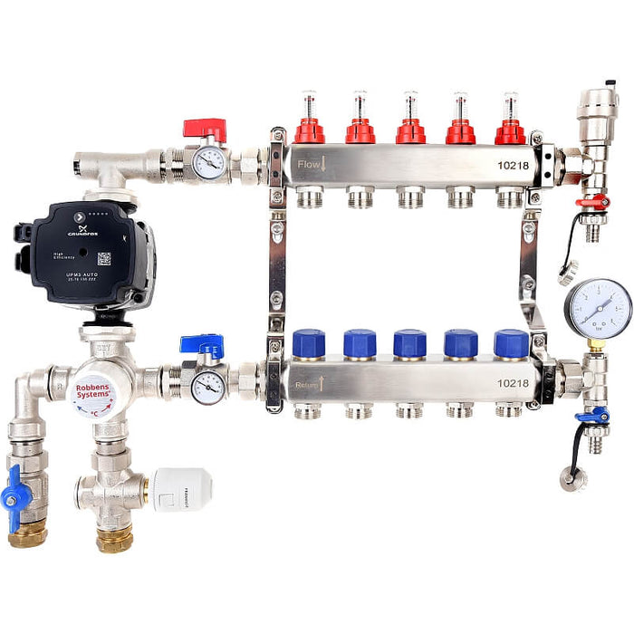 9 Port Stainless Steel pre-built Singlezone Boiler Manifold ( Pre mounted )