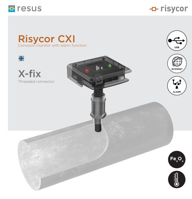 RISYCOR X2‐Fix Set ‐ Corrosion monitor with alarm function + X-fix Threaded connector