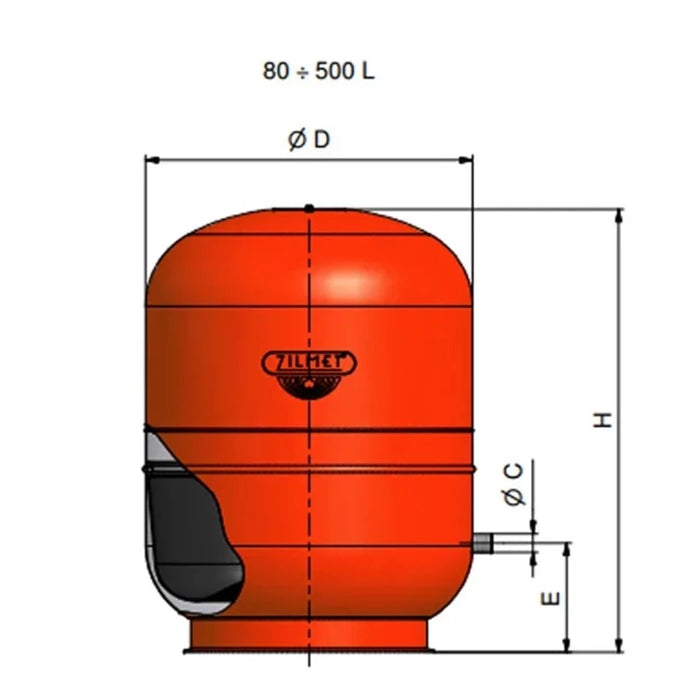 Zilmet Cal-Pro Wall-mounted Heating Vessel 3/4inch Bsp 7-litre to 400-litre