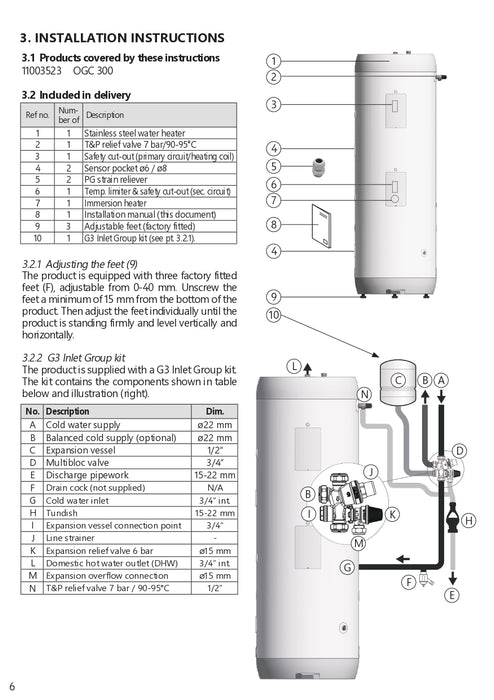 OSO Optima Heatpump 300 L - 225L Cylinder with 65 L Buffer - B ERP  OGC300  8000277