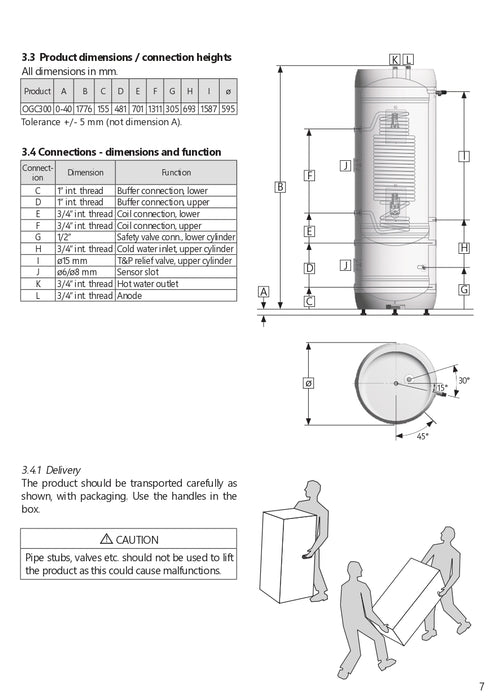 OSO Optima Heatpump 300 L - 225L Cylinder with 65 L Buffer - B ERP  OGC300  8000277