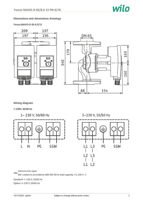 Wilo Yonos MAXO-D 65/0,5-12 PN6/10