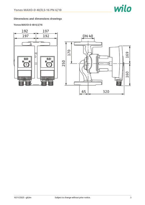 Wilo Yonos MAXO-D 40/0,5-16 PN6/10