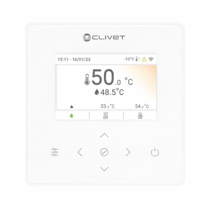 Clivet R290 Edge F and Edge PRO Heat Pump Controller with Remote Monitoring - White
