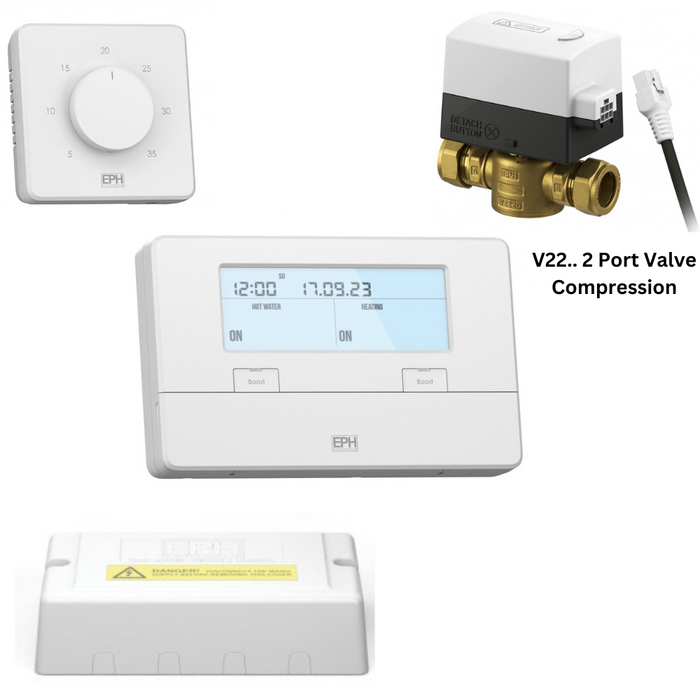 CR228PU - Pack c/w R27-HW, V228P, CM2 & WC2 - S Plan Unvented Heating Control Packs