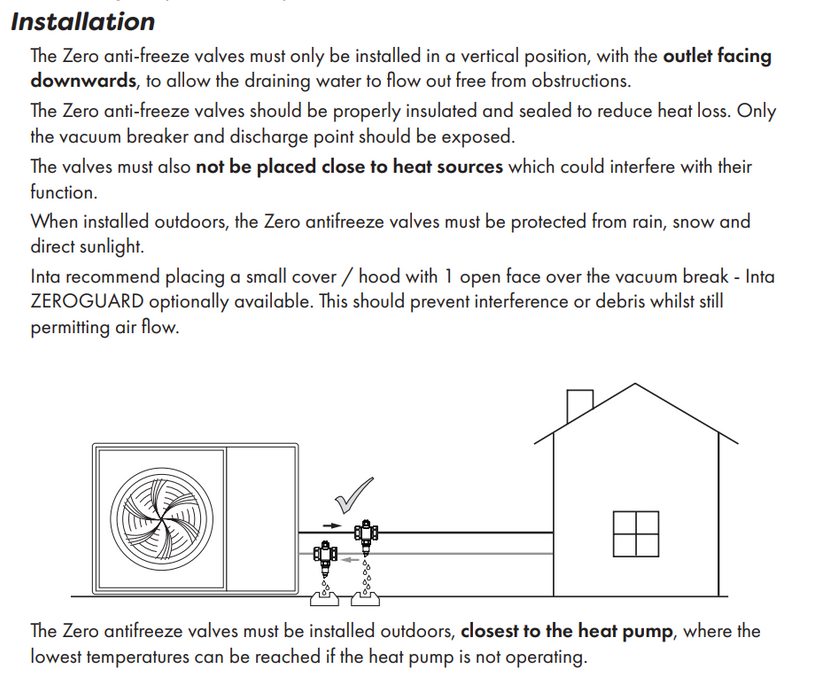 Inta Zero AntiFreeze Valves for Heat Pump