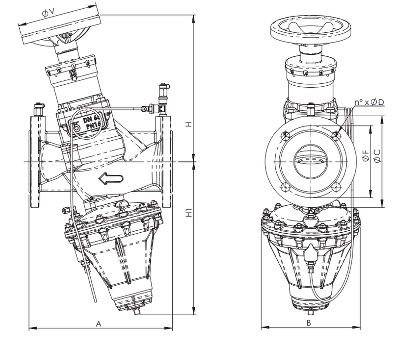 Cast Iron PN16 Flanged ART241 Differential Pressure Control Valve (DPCV)