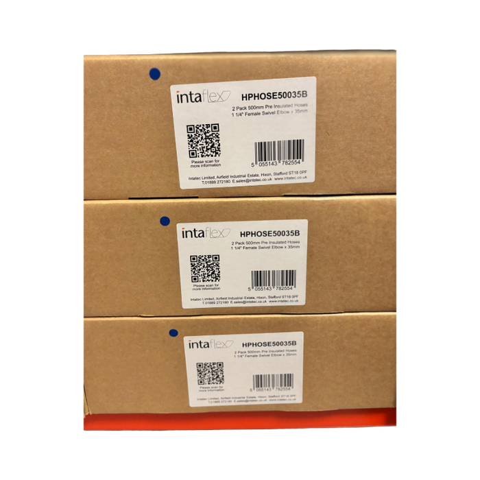 INTA 2 PACK 500MM PRE INSULATED HOSES 1 1/4" FEMALE SWIVEL ELBOW X 35MM