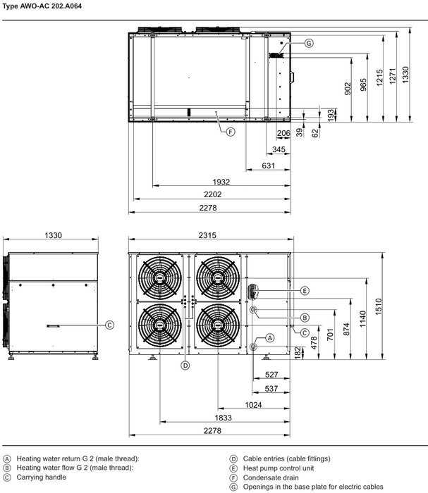 Vitocal 200-A Pro R407C Commercial Air Water Heat Pumps