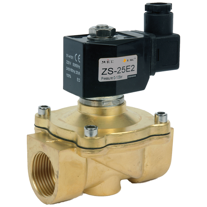 Brass Solenoid Valve (Normally Closed): NBR Diaphragm: Servo-Activated 2/2 way. 3/8inch - 2inch.
