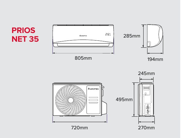 Ariston Prios Net 35 3.5kW R32 Split Air Conditioning System