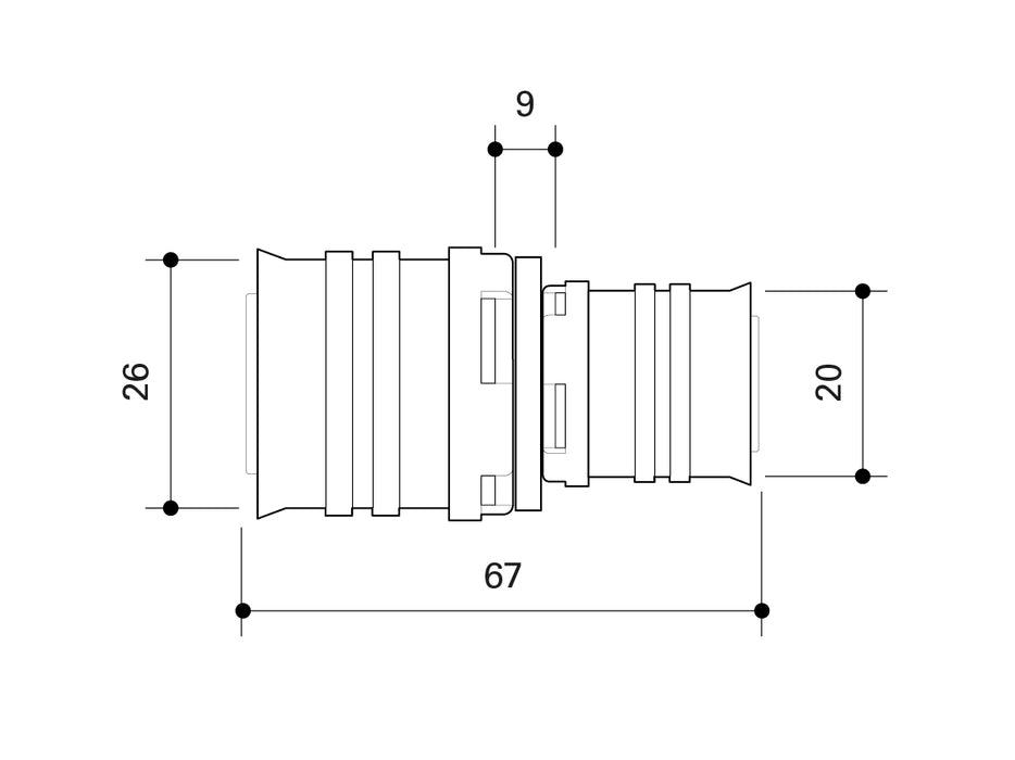 Fränkische Alpex-Duo XS Reducing Coupling PPSU 26-20