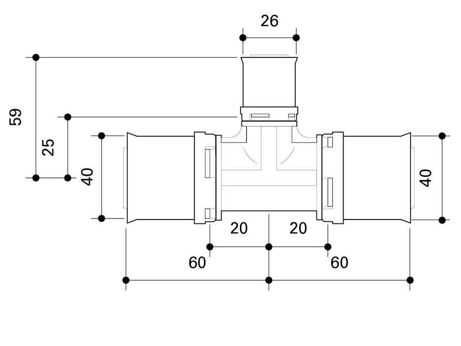 Fränkische Alpex L Reducing Tee PPSU Duo XS 40-26-40