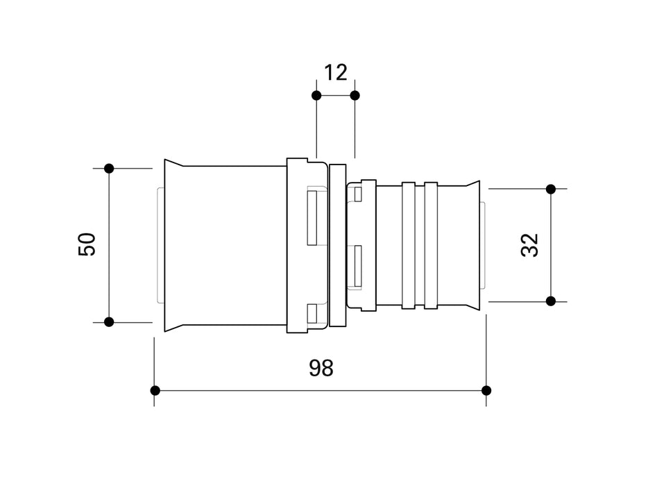 Fränkische Alpex L Reducing Coupling PPSU Duo XS 50-32