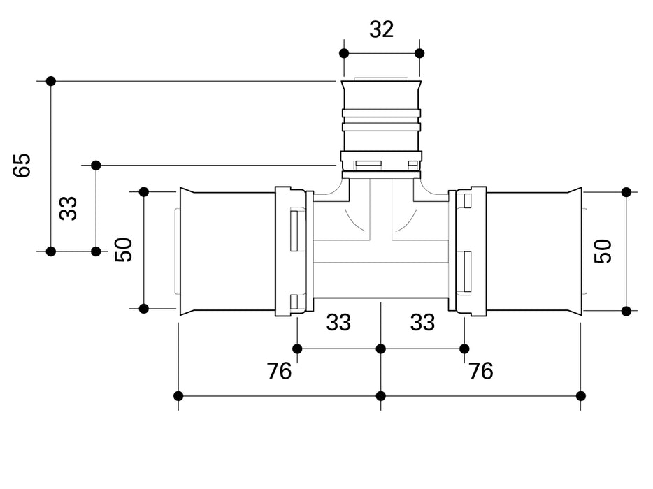 Fränkische Alpex L Reducing Tee PPSU Duo XS 50-32-50