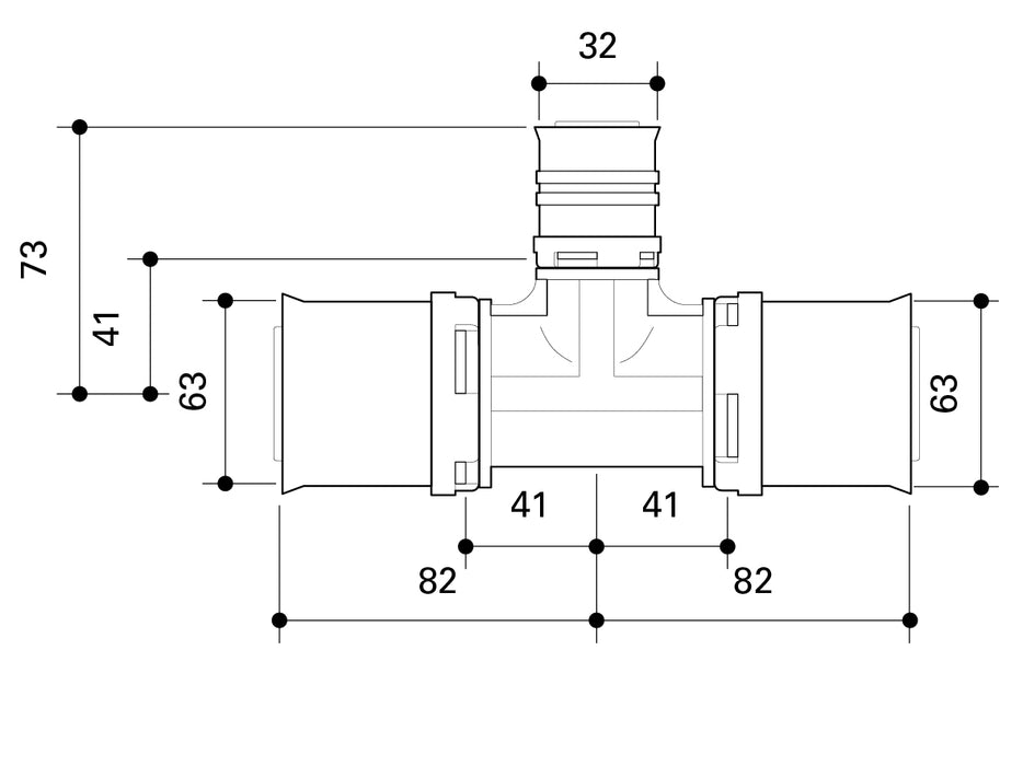 Fränkische Alpex L Reducing Tee PPSU Duo XS 63-32-63