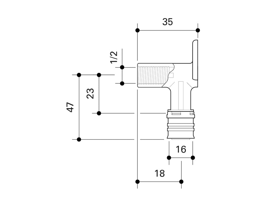 Fränkische Alpex-Duo XS Wall Mount Elbow 35 mm 16-Rp1/2
