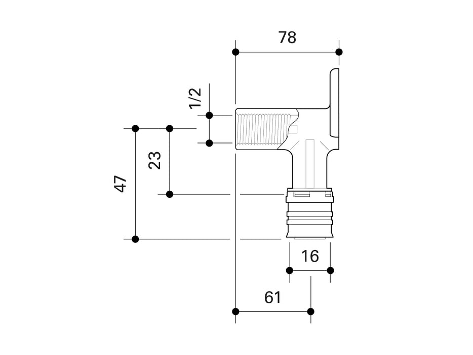 Fränkische Alpex-Duo XS Wall Mount Elbow 78 mm 16-Rp1/2