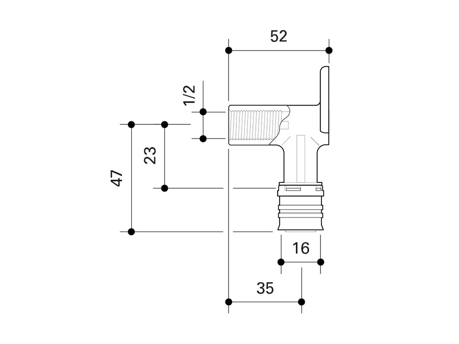 Fränkische Alpex-Duo XS Wall Mount Elbow 52 mm 16-Rp1/2