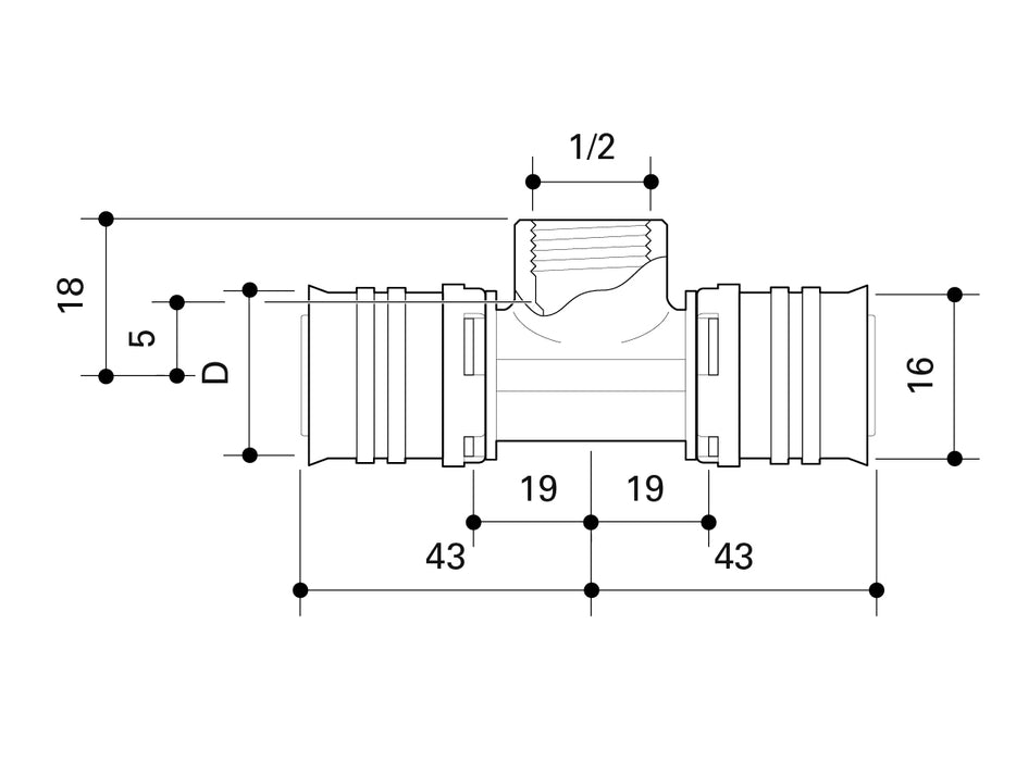 Fränkische Alpex-Duo XS Tee with FT 16-Rp1/2-16