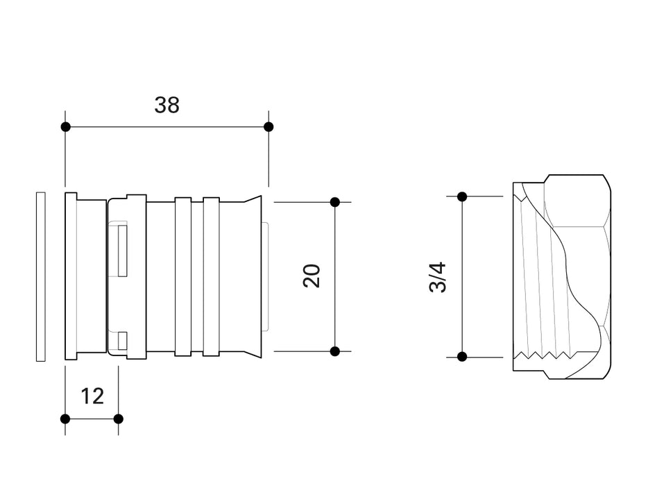 Fränkische Alpex-Duo XS PPSU Transition Coupling Flat-Sealing 20-G1/2