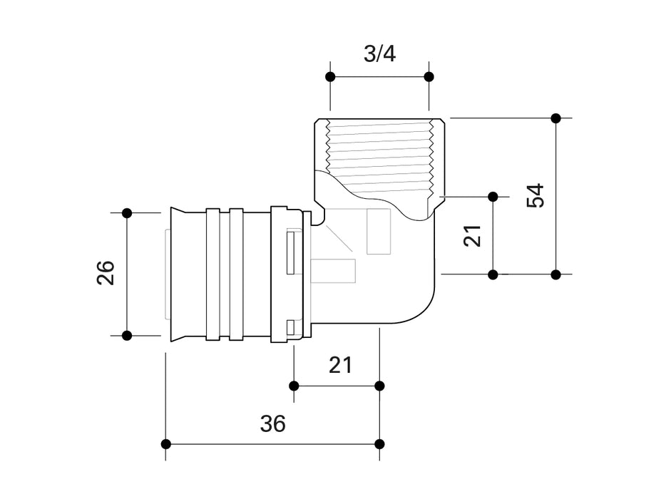 Fränkische Alpex-Duo XS Elbow with FT 26-Rp3/4