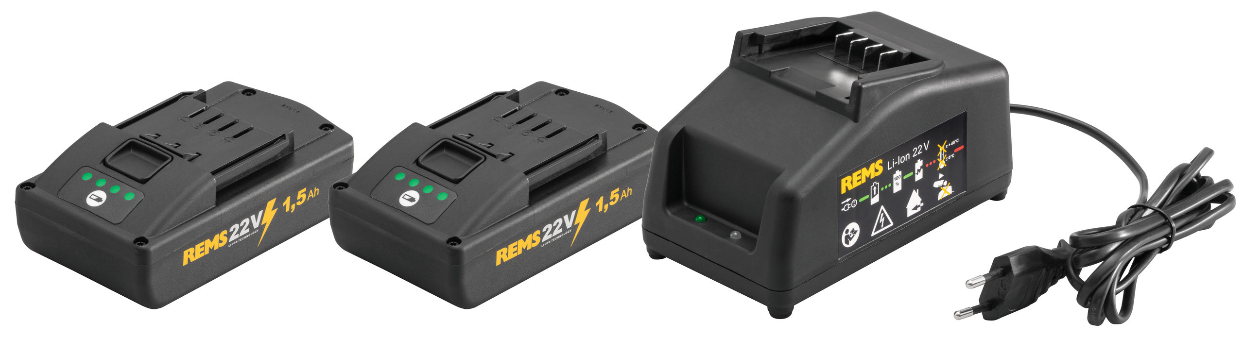 REMS Power-Pack 22 V, 2 x 1.5 Ah Batteries & Charger