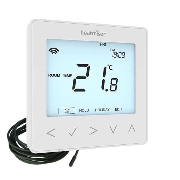 Heatmiser Neostat 12v White complete with Remote Sensor Probe