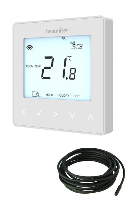 Heatmiser neoAir RF White complete with Remote Sensor Probe - Wireless Smart Thermostat