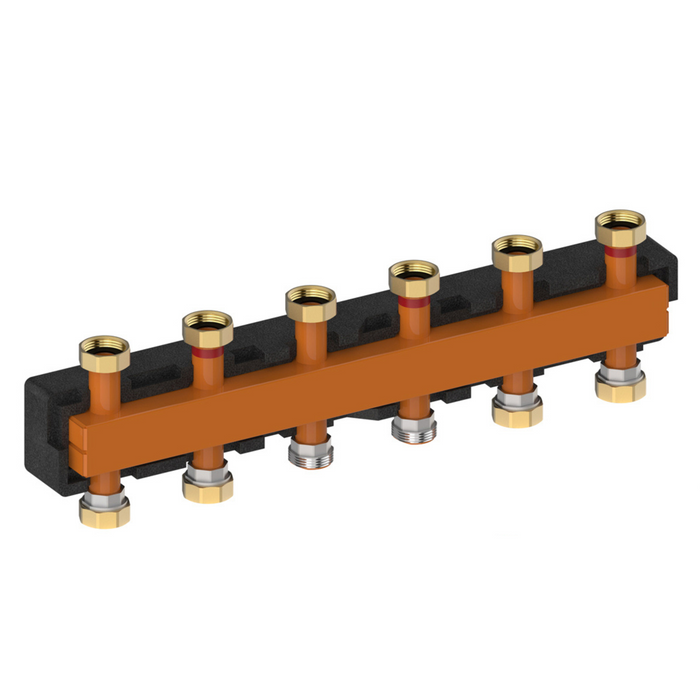 M66301.932 - MeiFlow Top S Manifold for Heating Circuits Manifold for Pump Groups /  6-way (ORANGE VERSION)
