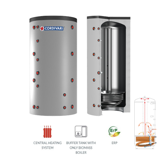 PUFFER 1 CTS® - Storage Buffer Tanks for Heating Water With Stratification Device and 1 Fixed Heat Exchanger