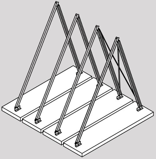 Viessmann Vitosol A-Frame Mounting Hdw  angled 25° to 50° for solar panels, Vitosol 300-TM vertical