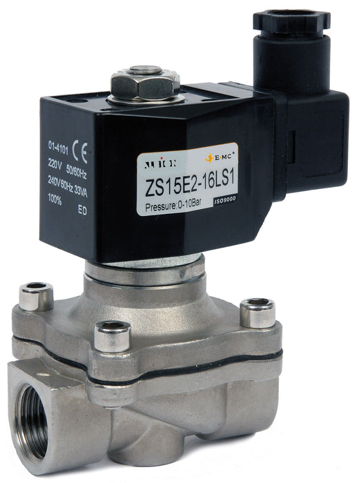 Stainless Solenoid Valve Servo-activated 2/2 way Normally Open (ISO 228/1)
