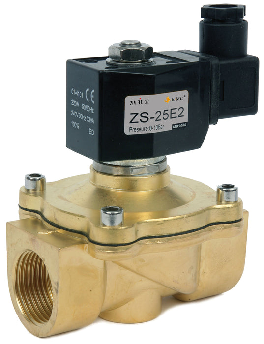 Brass Solenoid Valve Servo-activated 2/2 way Normally Closed (ISO 228/1)