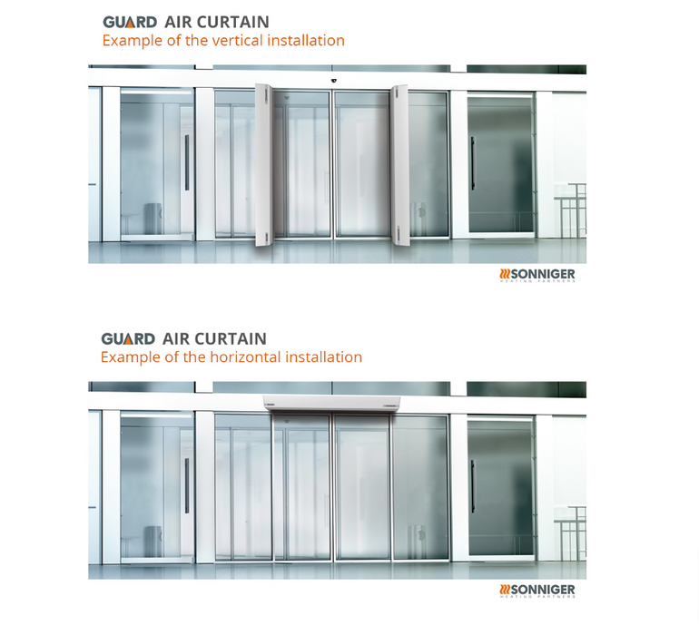 Sonniger Guard Commercial Air Curtain (LPHW, electric or ambient air)