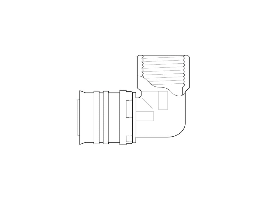 Alpex F50 PROFI adaptor elbow with female thread 20mm, 26mm, 32mm  -½   F, ¾   Female Thread FT , 1"  Female Thread FT