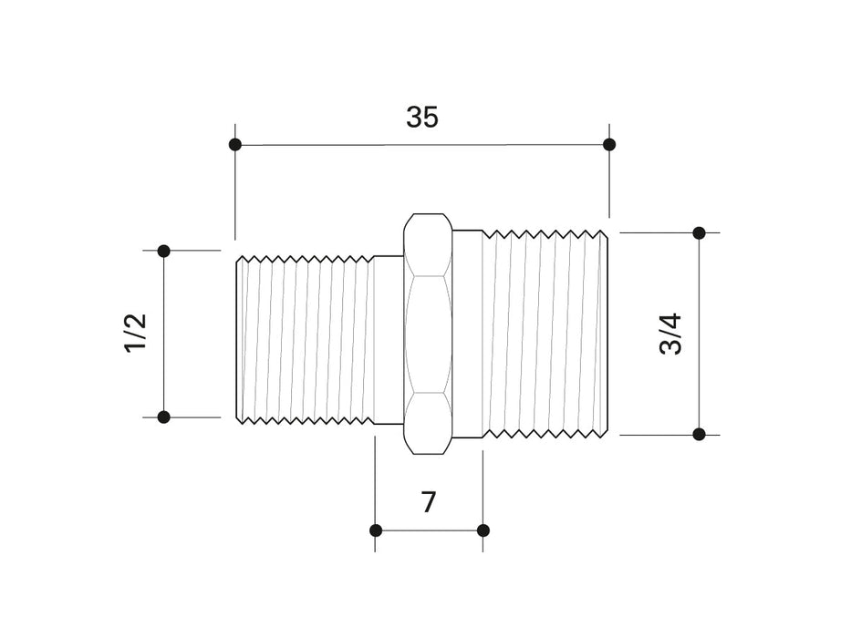 Alpex flat compression coupling for adaptor 1"R - 1¼  G, ½  R-¾  G