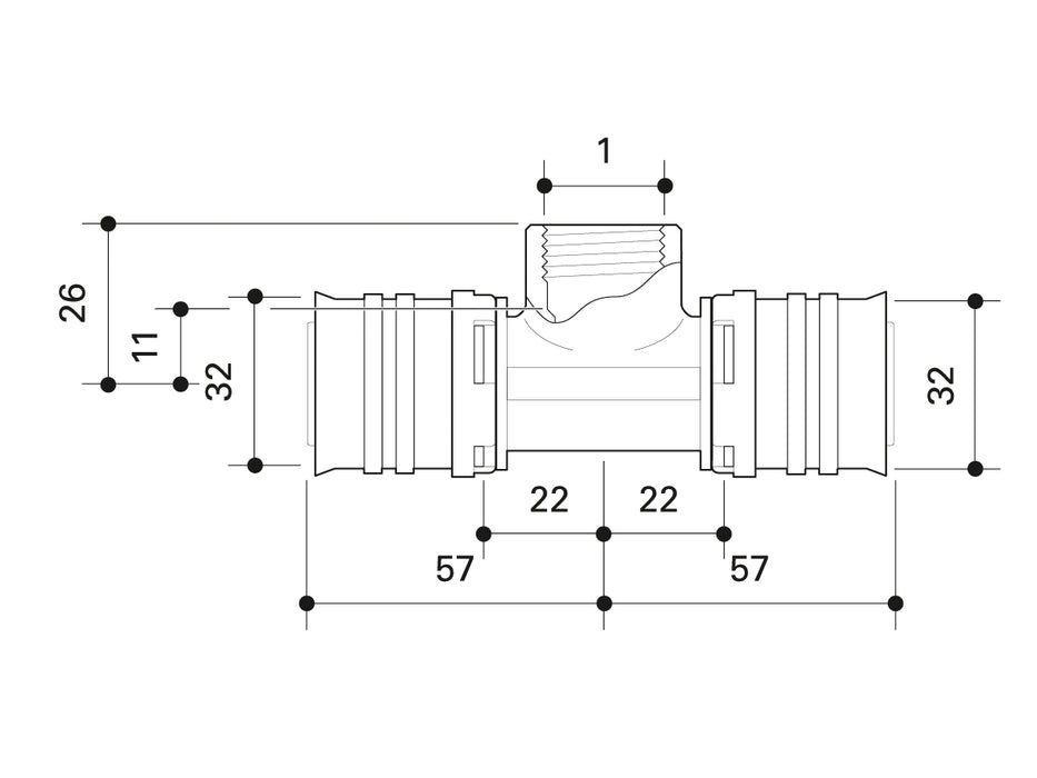 Alpex F50 PROFI T-adaptor 32mm - 1"FT - 32mm