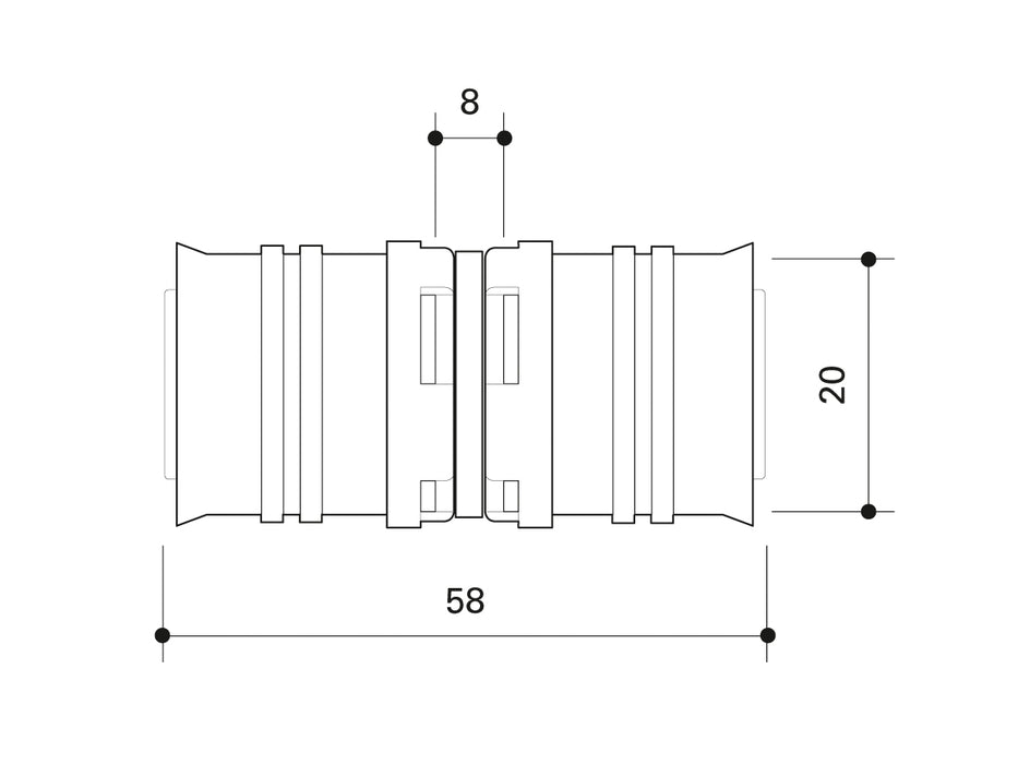 Alpex F50 PROFI PPSU coupling 20mm - 20mm