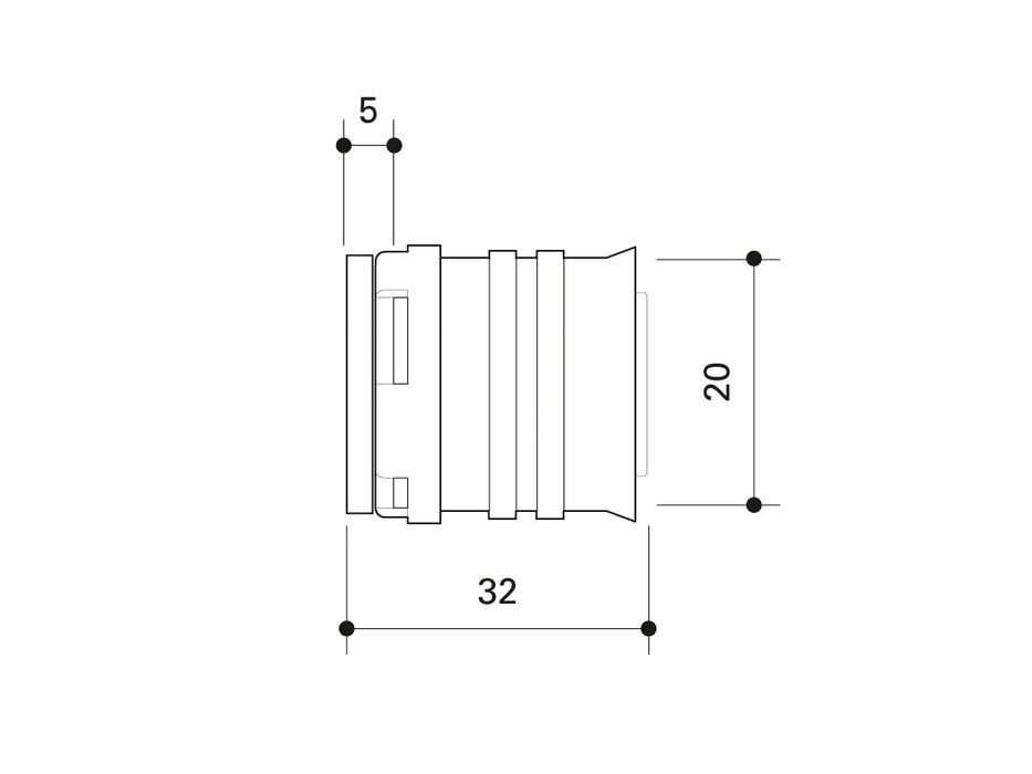 Alpex F50 PROFI PPSU end cap 20mm