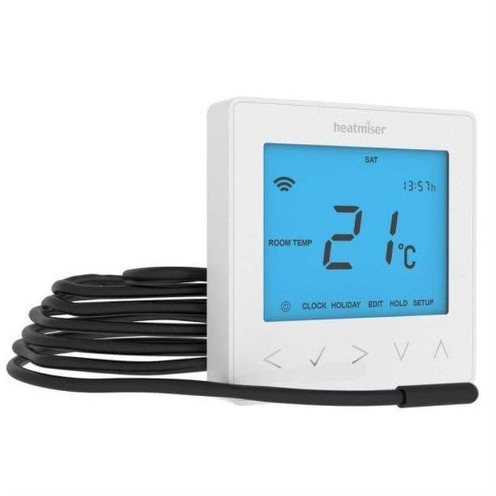 Heatmiser Neostat 230v White, Sensor Cable & Housing - Programmable Thermostat Hard Wired