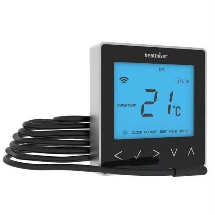 Heatmiser neoStat 230v Black, Sensor Cable & Housing - Programmable Thermostat Hard Wired