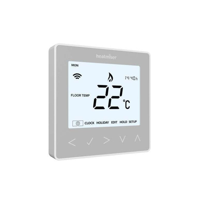 Heatmiser neoStat 230v Platinum Silver v2 - Programmable Thermostat Hard Wired
